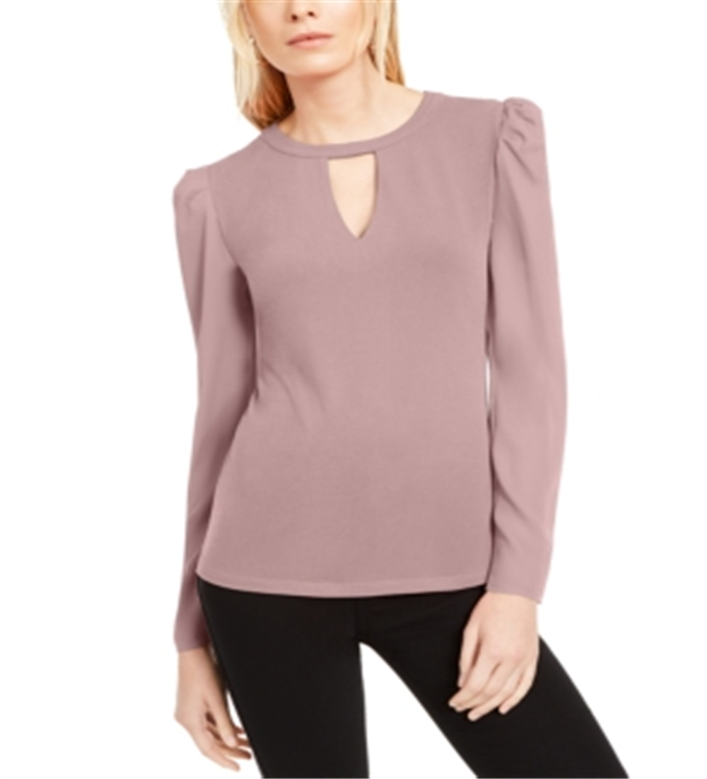 INC International Concepts Women's Keyhole Puff Sleeve Blouse Pink Size XX-Large
