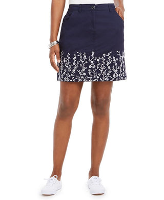 Karen Scott Women's Garden Embroidered Skort Black Size 8