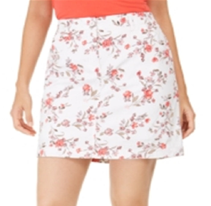 Karen Scott Women's Sharon Floral Print Skort White Size 6