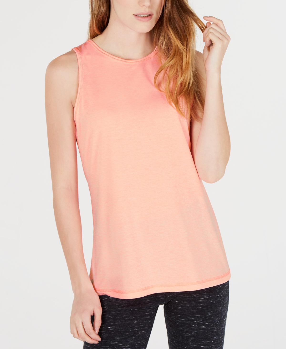 ID Ideology Women's Essentials Heathered Keyhole Back Tank Top Orange Size Large