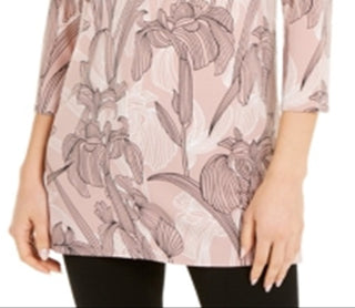 Alfani Women's Printed Mesh Tunic Pink Size Large