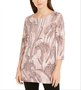 Alfani Women's Printed Mesh Tunic Pink Size Large