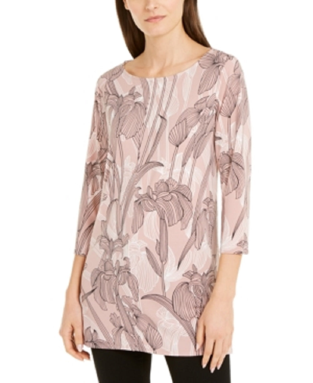 Alfani Women's Printed Mesh Tunic Pink Size X-Large