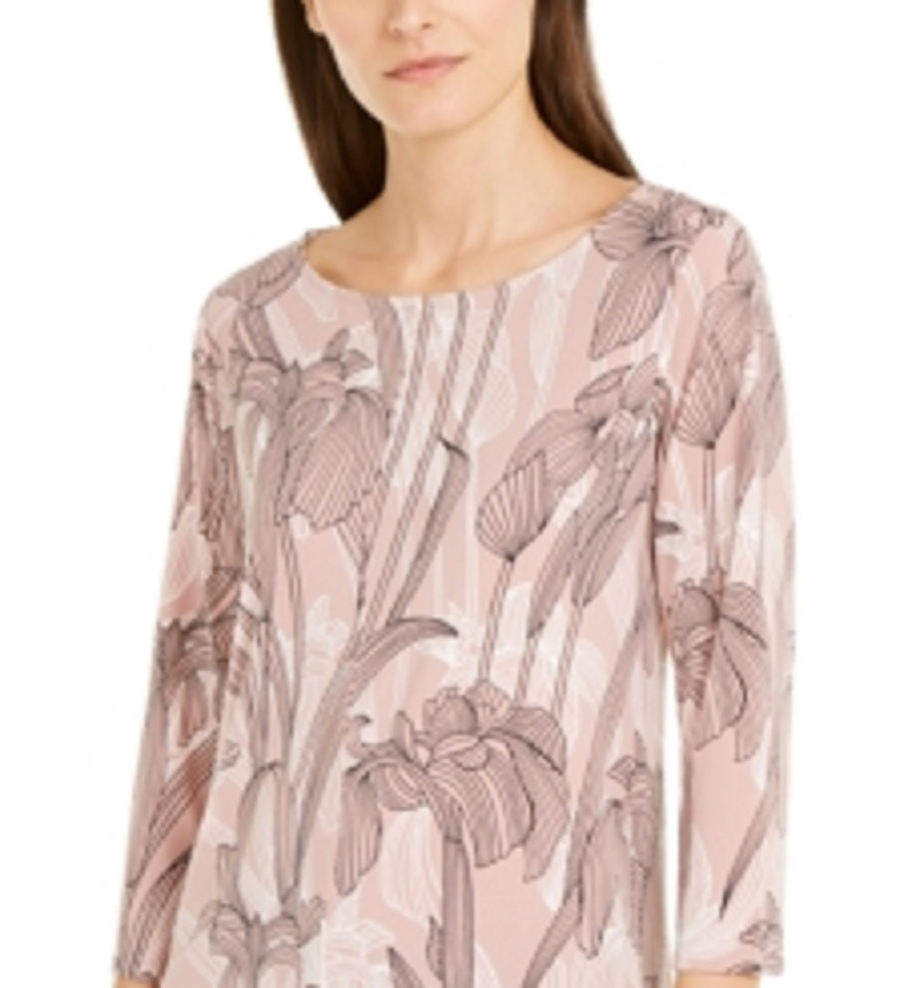 Alfani Women's Printed Mesh Tunic Pink Size X-Large