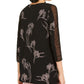 Alfani Women's Black Floral Print Ruched Sleeve Top Size Large