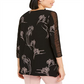 Alfani Women's Black Floral Print Ruched Sleeve Top Size Large