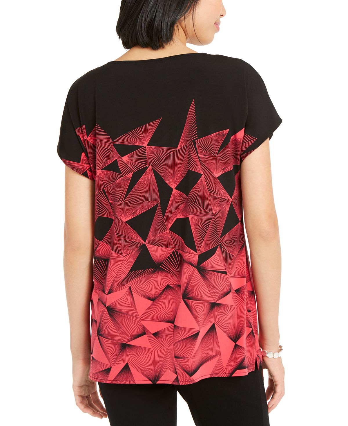 Alfani Women's Geo Print Tunic Black Size Medium