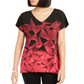 Alfani Women's Geo Print V Neck 2 Tone Tunic Blouse Black Size X-Large