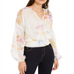 INC International Concepts Women's Rainbow Tie Dye Surplice Top White- Size L