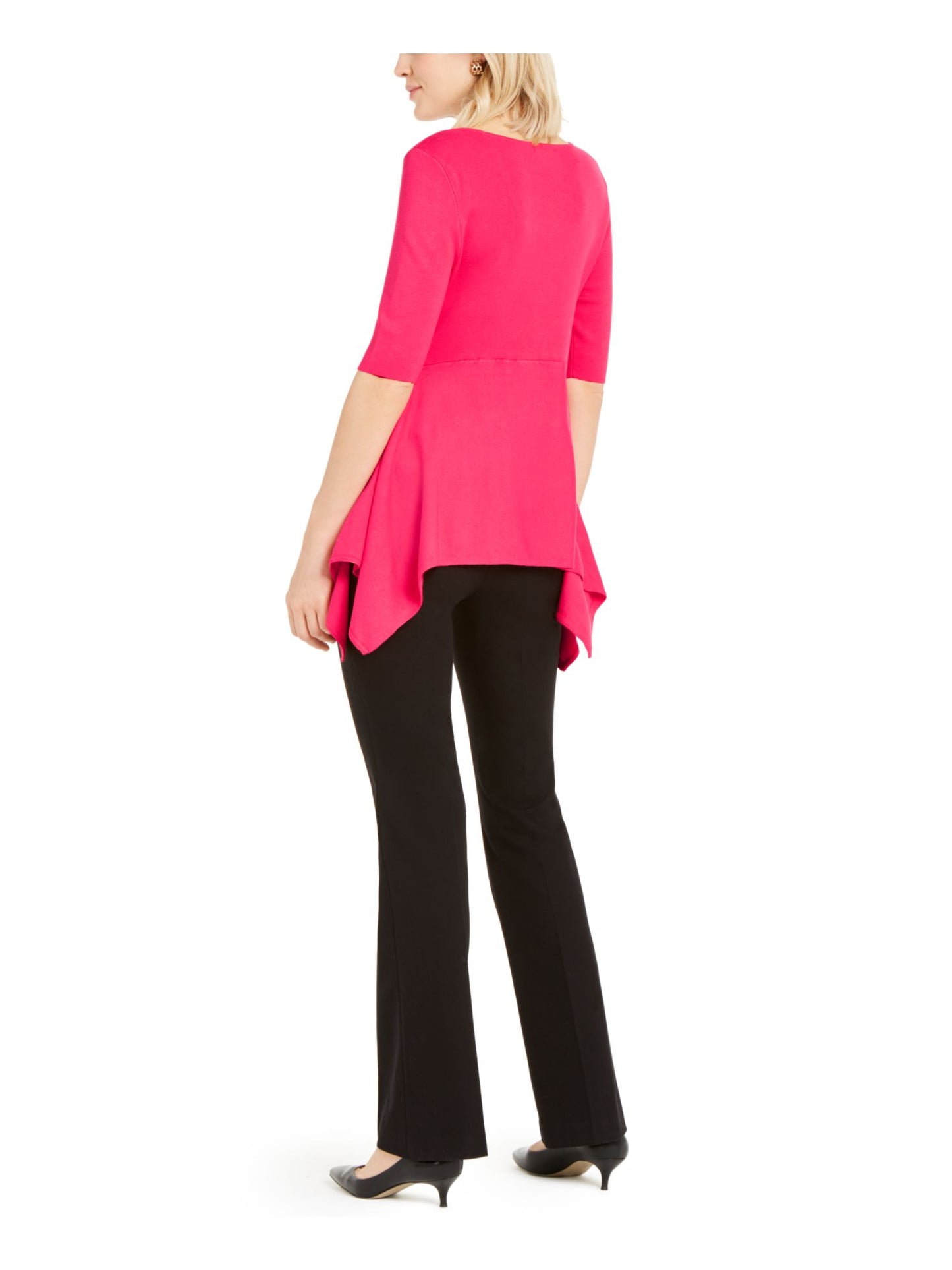 Alfani Women's Scoop Neck Asymmetric Pullover Top Pink Size Medium