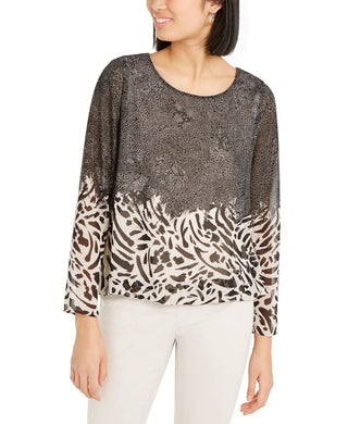Alfani Women's Petite Mixed-Print Bubble Top Size Petite