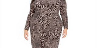 Alfani Women's Animal Print Faux Wrap Dress Purple Size 1X