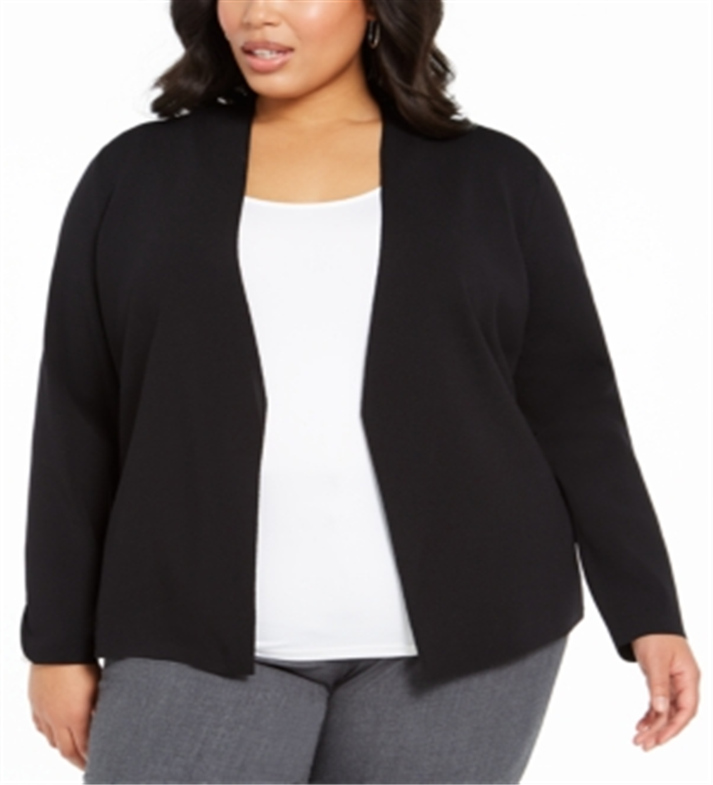 Alfani Women's Full Needle Sweater Coat Black Size 2X