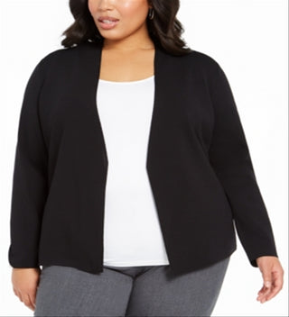 Alfani Women's Full Needle Sweater Coat Black Size 2X