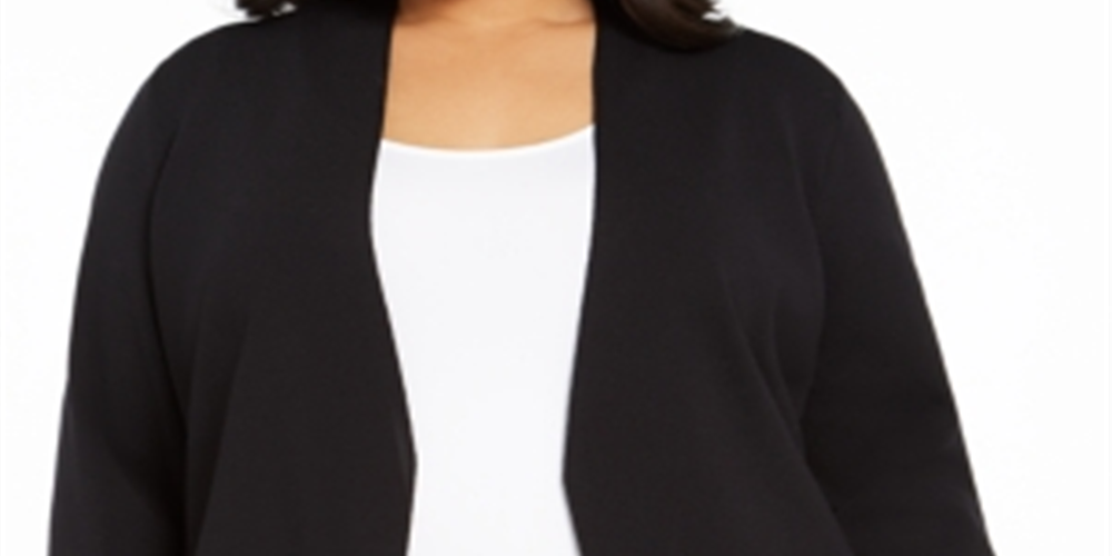 Alfani Women's Full Needle Sweater Coat Black Size 2X