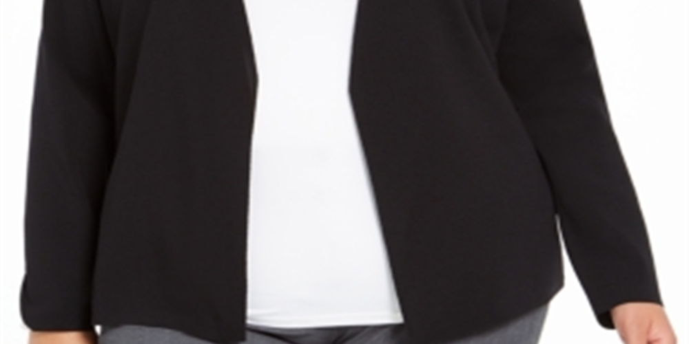 Alfani Women's Full Needle Sweater Coat Black Size 2X