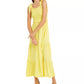 INC International Concepts Women's Smocked Bodice Peplum MIDI Dress Yellow Size X-Large