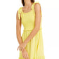 INC International Concepts Women's Smocked Bodice Peplum MIDI Dress Yellow Size X-Large
