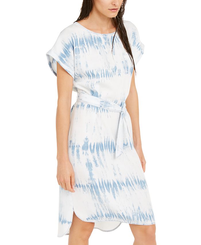 INC International Concepts Women's Tie Dye Scoop Neck Dress Blue Size XX-Large