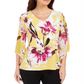 JM Collection Women's Printed Chiffon Sleeve with Necklace Tunic Yellow Size XX-Large