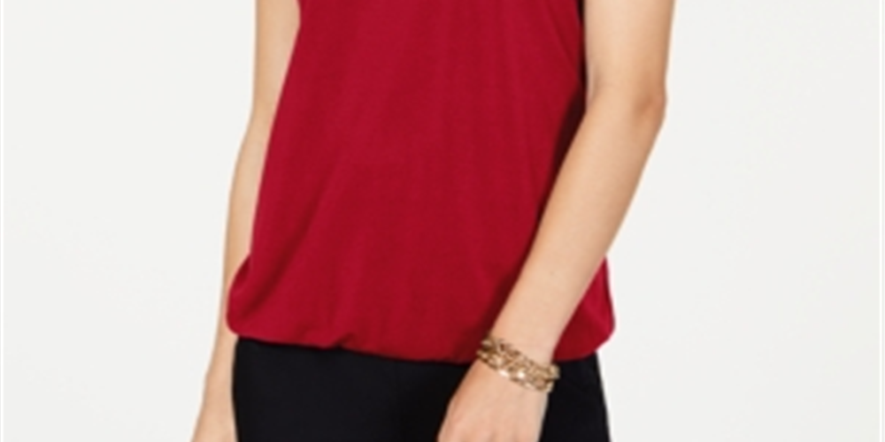 INC International Concepts Women's Embellished Top Red Size Medium