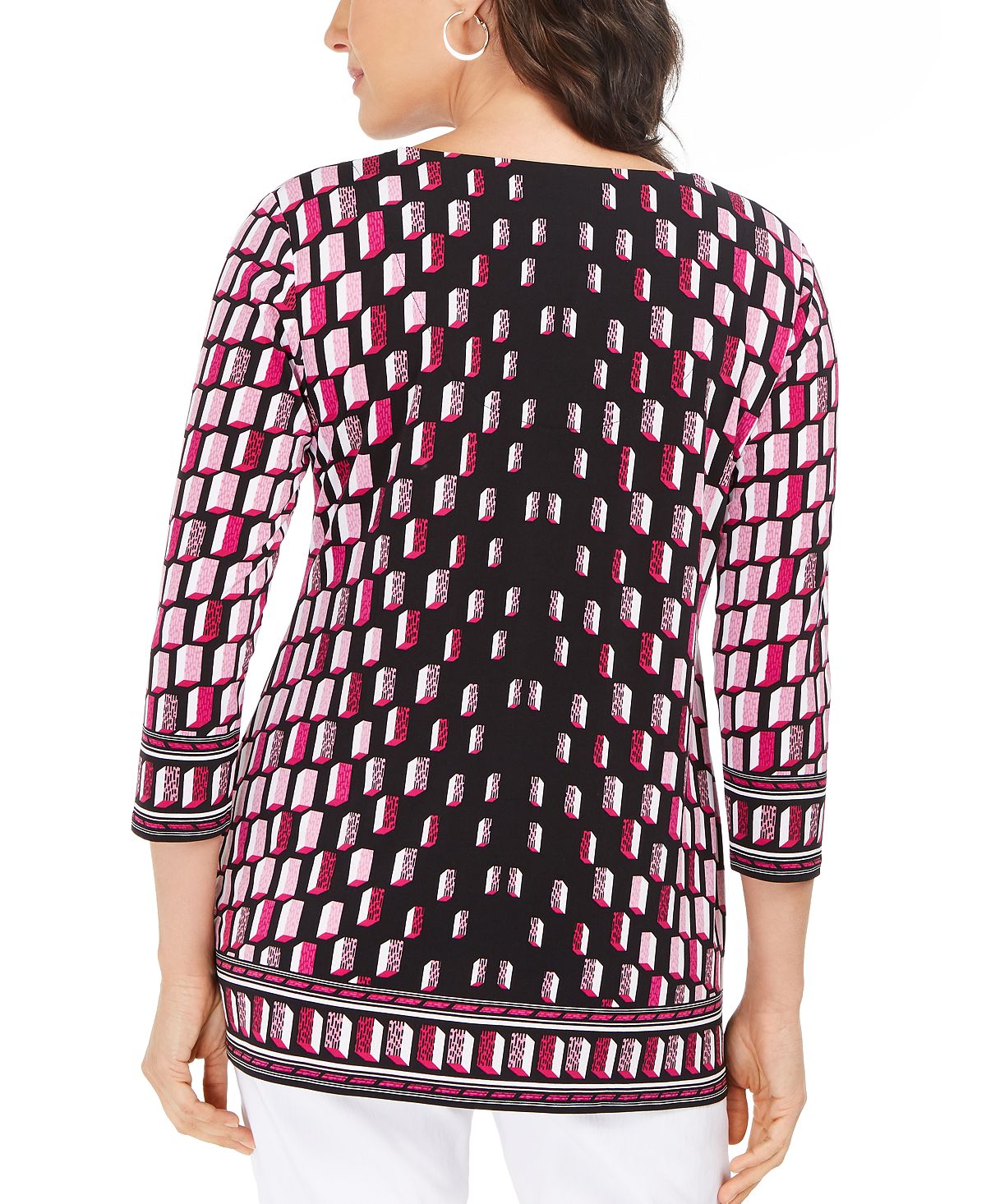 JM Collection Women's Printed Hardware Tunic Red Size Small