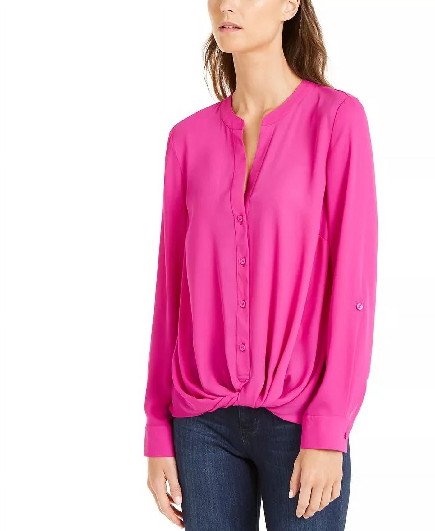 INC International Concepts Women's Pink Twist Front Button Up Top Size Small