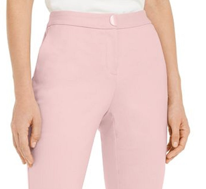 Alfani Women's Zippered Pocketed Solid Straight Leg Pants Pink Size 6