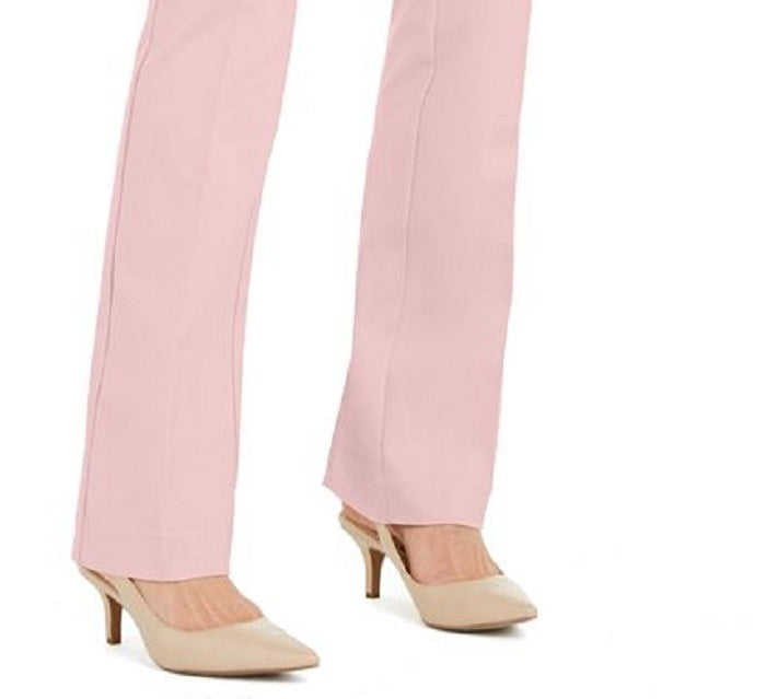 Alfani Women's Zippered Pocketed Solid Straight Leg Pants Pink Size 6