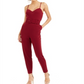 Bar III Women's Belted Crepe Jumpsuit Red Size 4