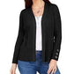 JM Collection Women's Ribbed Button Sleeve Cardigan Black Size Large