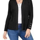 JM Collection Women's Ribbed Button Sleeve Cardigan Black Size Large