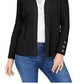 JM Collection Women's Ribbed Button Sleeve Cardigan Black Size Large