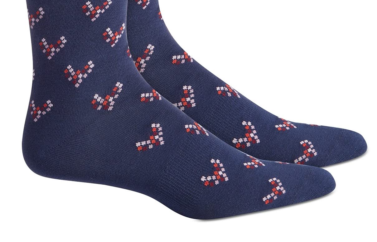 BAR III Women's Navy Pink Arch Support Crew Socks