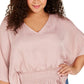 Alfani Women's Plus Smocked Top Pink Size 1X