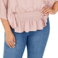 Alfani Women's Plus Smocked Top Pink Size 1X
