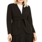 Alfani Women's Tie Waist Collarless Blazer Black Size 18