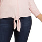 Style & Co Women's Plus Tie Hem Sweater Pink Size 0X