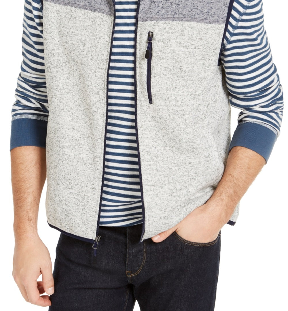 Club Room Men's Colorblock Fleece Sweater Vest Gray Size XX-Large