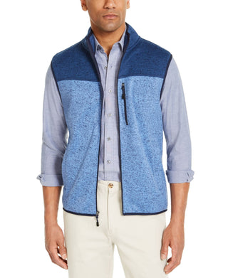 Club Room Men's Colorblock Fleece Sweater Vest Blue Size Large