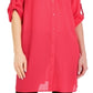 Alfani Women's Roll Tab Tunic Shirt Red Size Large