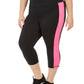 ID Ideology Women's Plus Colorblocked Capri Leggings Pink Size 3X