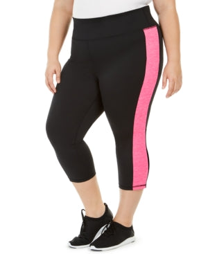 ID Ideology Women's Plus Colorblocked Capri Leggings Pink Size 3X