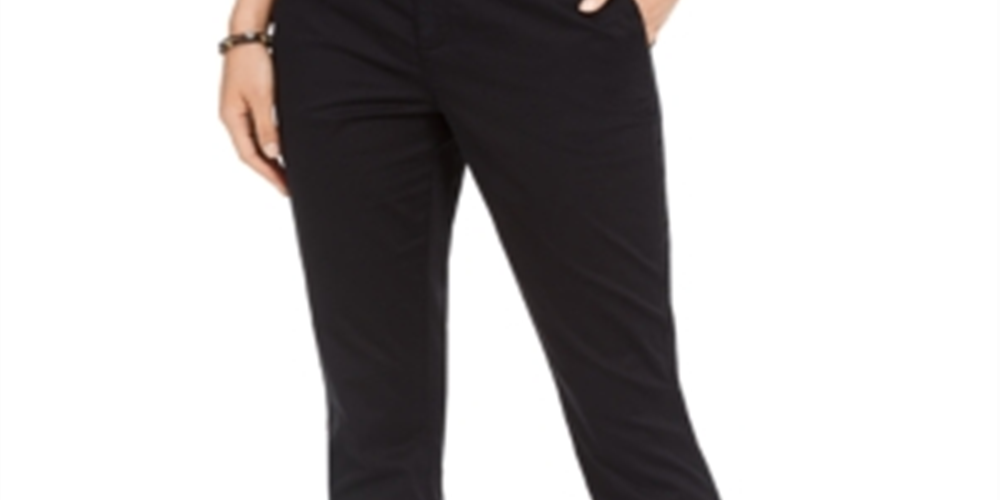 Style & Co Women's Cotton Bootcut Chino Pants Black Size18