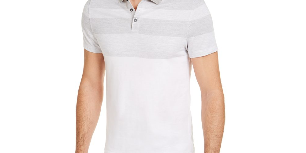 Alfani Men's Twill Striped Polo Shirt White Size XX-Large