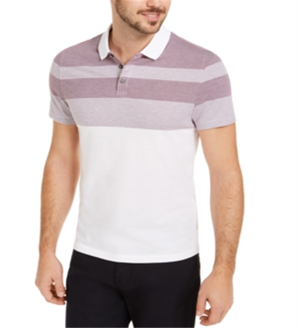 Alfani Men's Twill Striped Polo Shirt White Size XX-Large