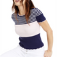 Maison Jules Women's Color Block Striped Short Sleeve Crew Neck T-Shirt Blue Size X-Large