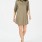 Karen Scott Women's Cotton Split Neck Shift Dress Green Size Petite X-Small