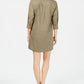 Karen Scott Women's Cotton Split Neck Shift Dress Green Size Petite X-Small