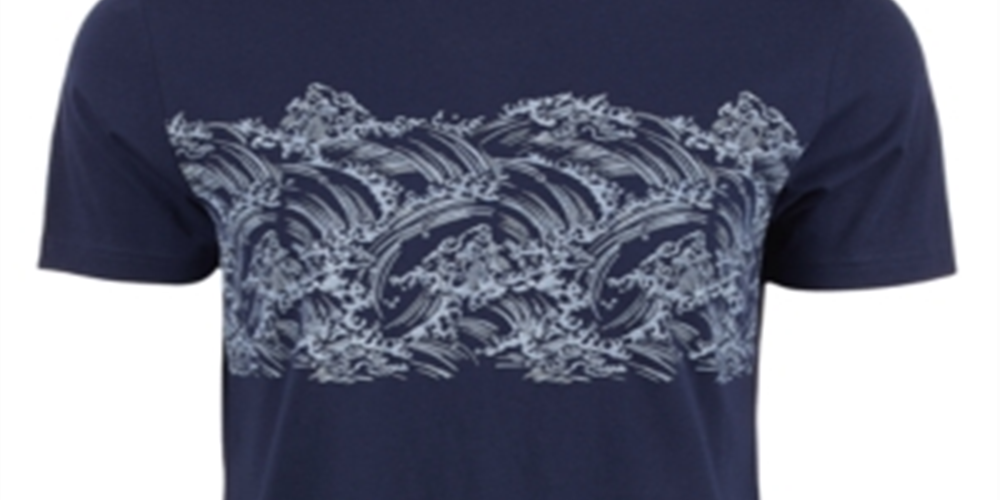 Sun + Stone Men's Wave Stripe Pattern T-Shirt Blue Size Medium